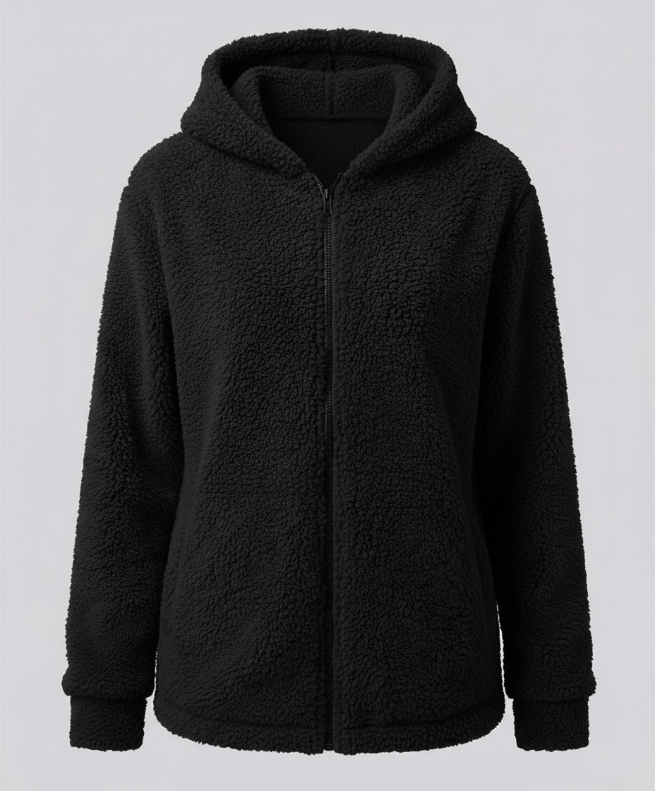 Veste polaire femme à capuche en sherpa manches longues coupe ample 7