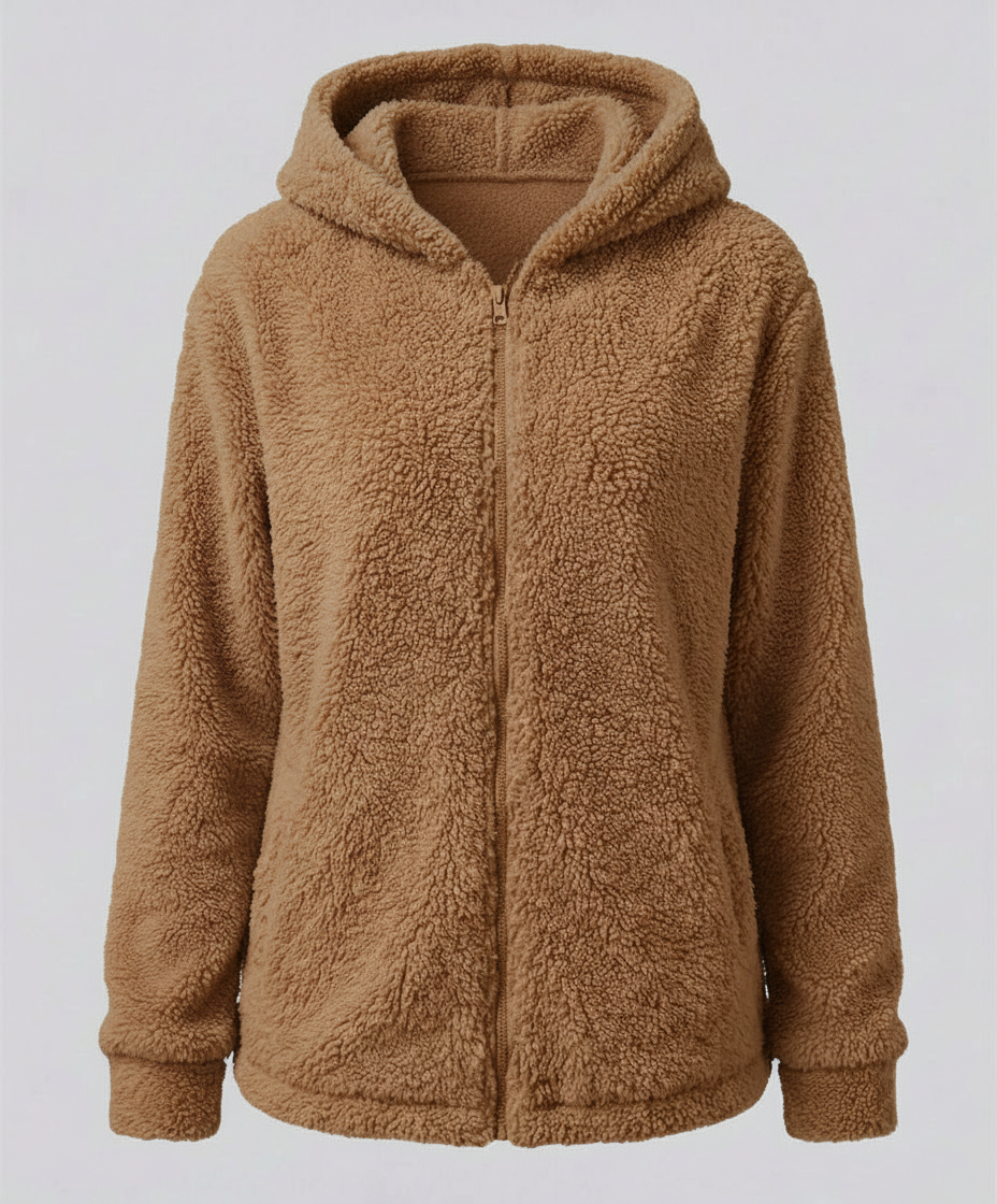 Veste polaire femme à capuche en sherpa manches longues coupe ample 8