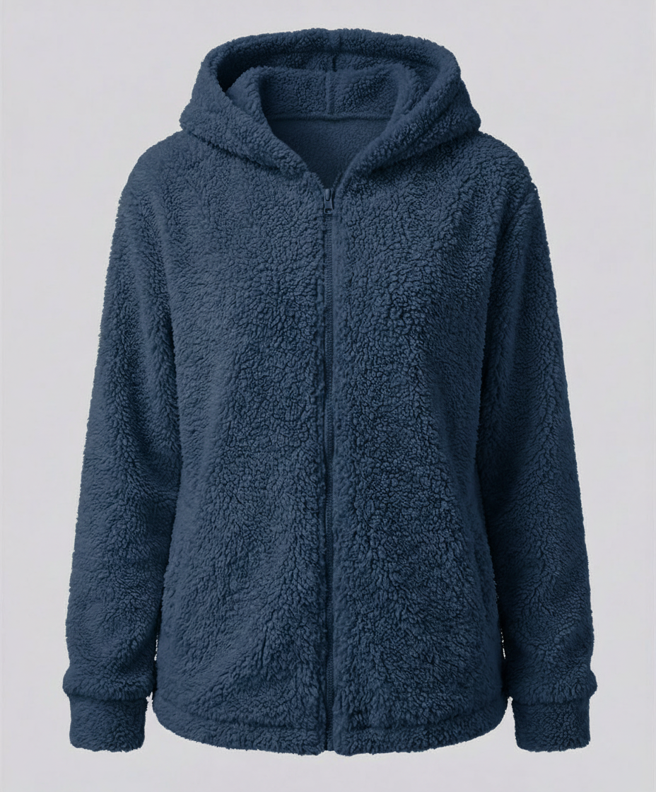 Veste polaire femme à capuche en sherpa manches longues coupe ample 9
