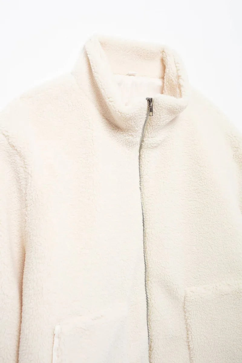 Veste polaire femme oversize à col montant zippée avec poches 5