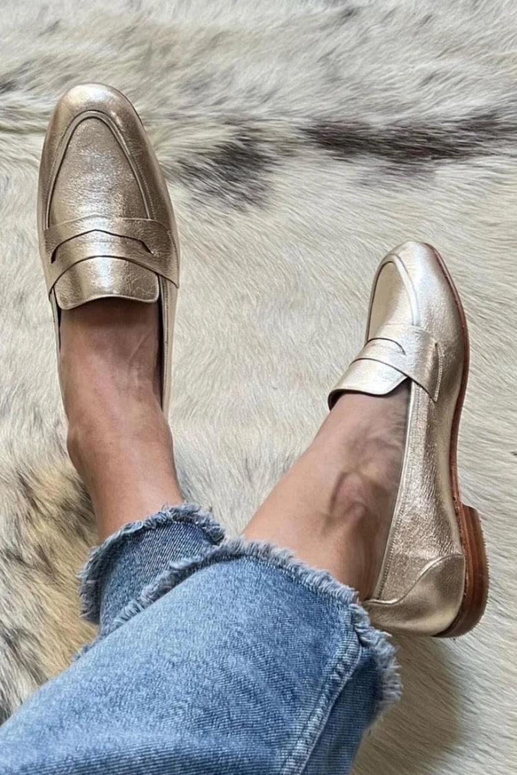 Mocassins femme patchwork à bout rond et petit talon 1