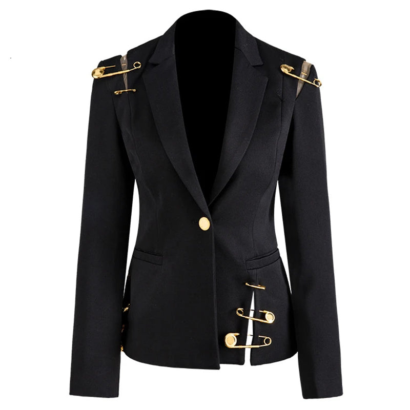 Blazer femme classique en coton et polyester à manches longues 1