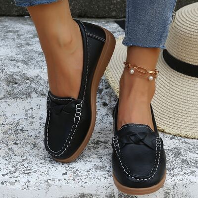 Mocassins femme à talon compensé tressés 4