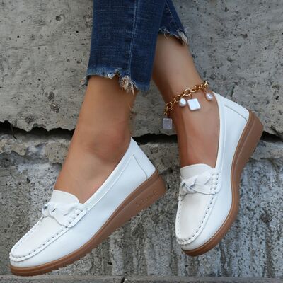 Mocassins femme à talon compensé tressés 11