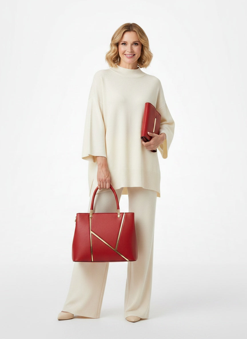 Full body view of the model wearing Ensemble de sacs à main deux pièces avec pochette femme