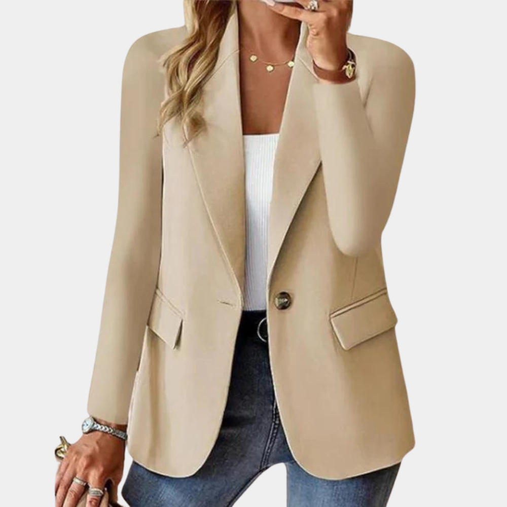 Blazer femme cintré coupe tailleur à manches longues et fermeture devant pour le bureau et le quotidien 2
