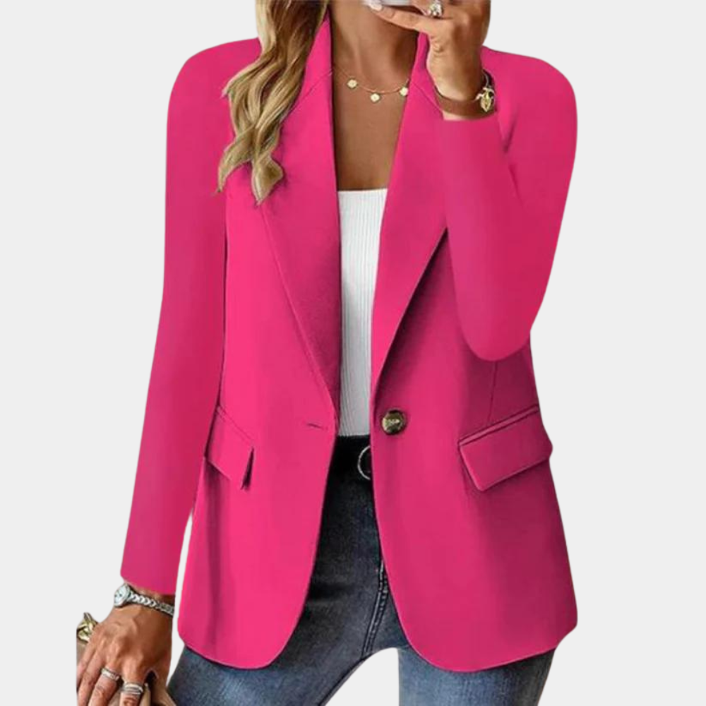 Blazer femme cintré coupe tailleur à manches longues et fermeture devant pour le bureau et le quotidien 1