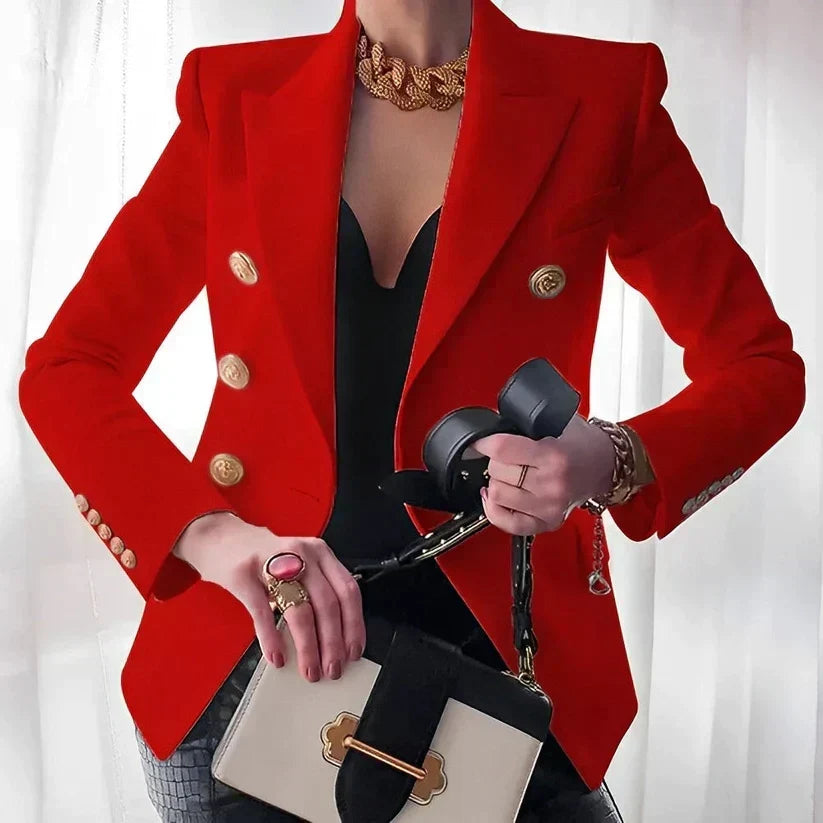 Blazer femme droit doublé à épaules structurées, col à revers et manches longues 3