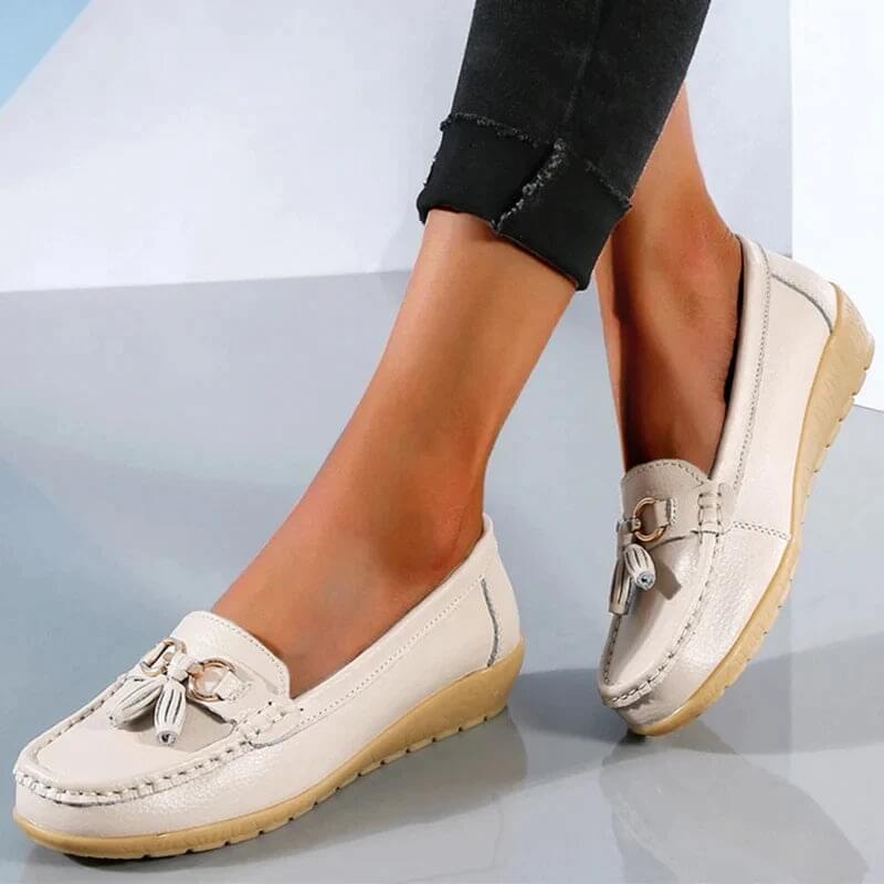 Mocassins femme en cuir respirant à intérieur doux 11