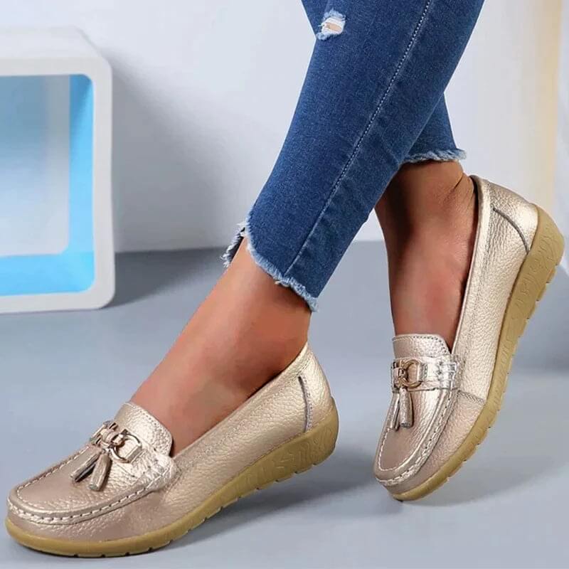 Mocassins femme en cuir respirant à intérieur doux 6