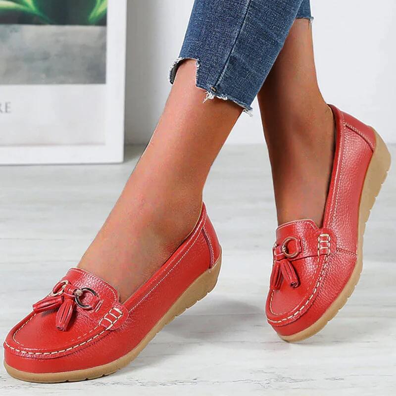 Mocassins femme en cuir respirant à intérieur doux 9