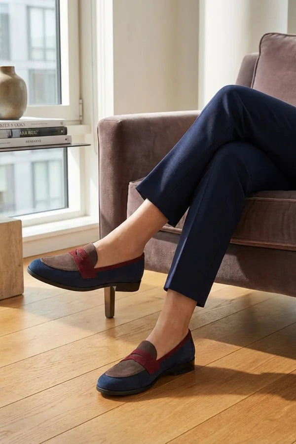 Mocassins femme à bout rond et petit talon