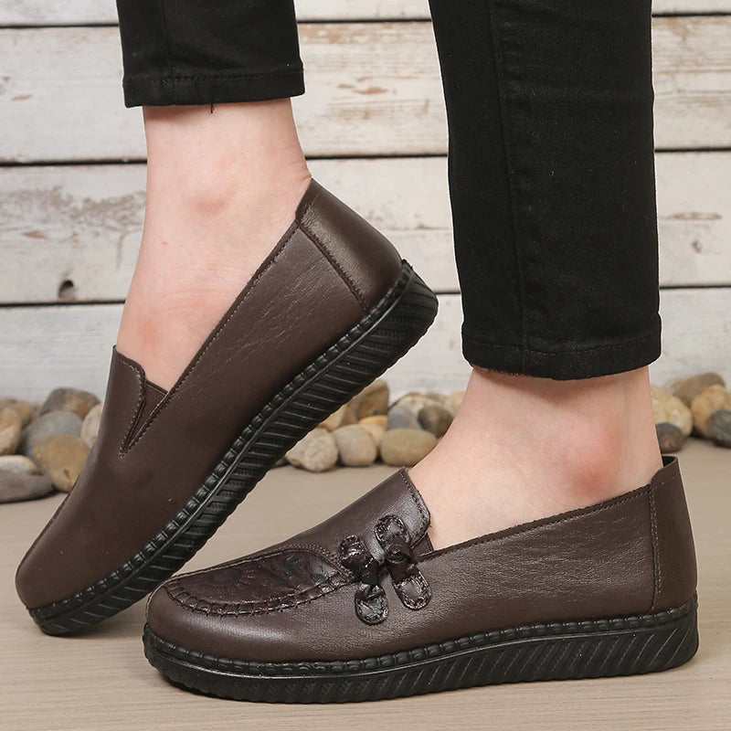 Mocassins femme plats à bout rond avec nœuds décoratifs 7