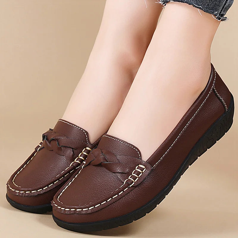 Mocassins femme à bout rond avec bride tressée 6