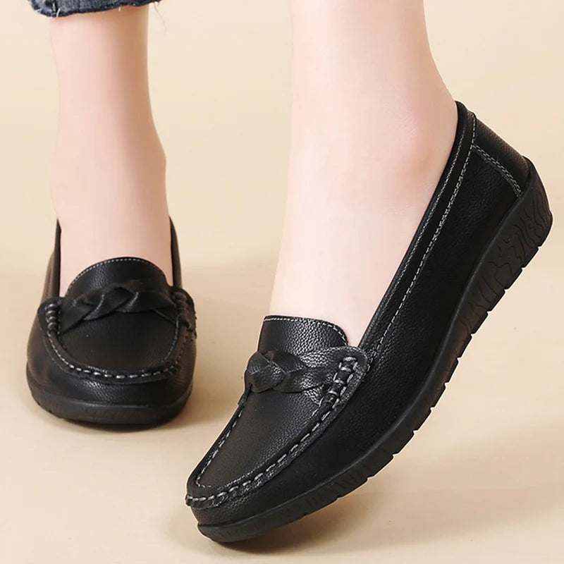 Mocassins femme à bout rond avec bride tressée 3