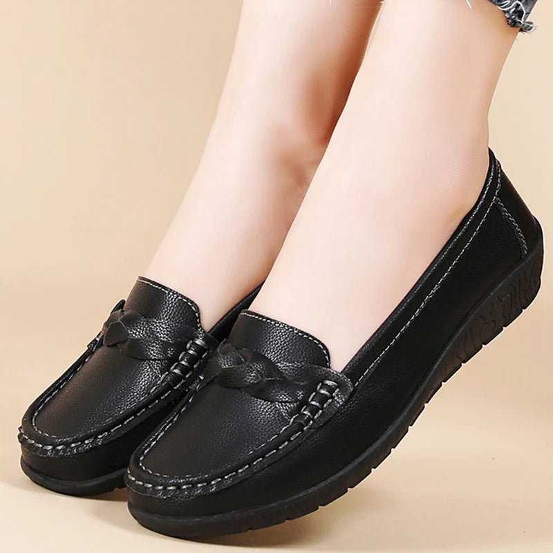 Mocassins femme à bout rond avec bride tressée 8