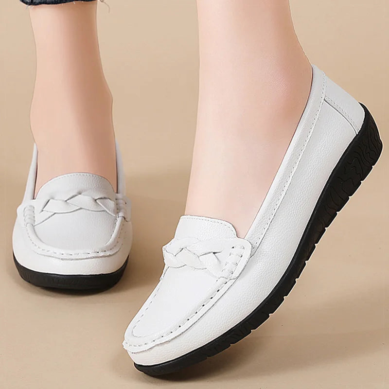 Mocassins femme à bout rond avec bride tressée 4