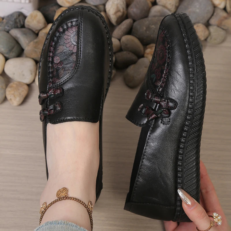 Mocassins femme plats à bout rond avec nœuds décoratifs 4