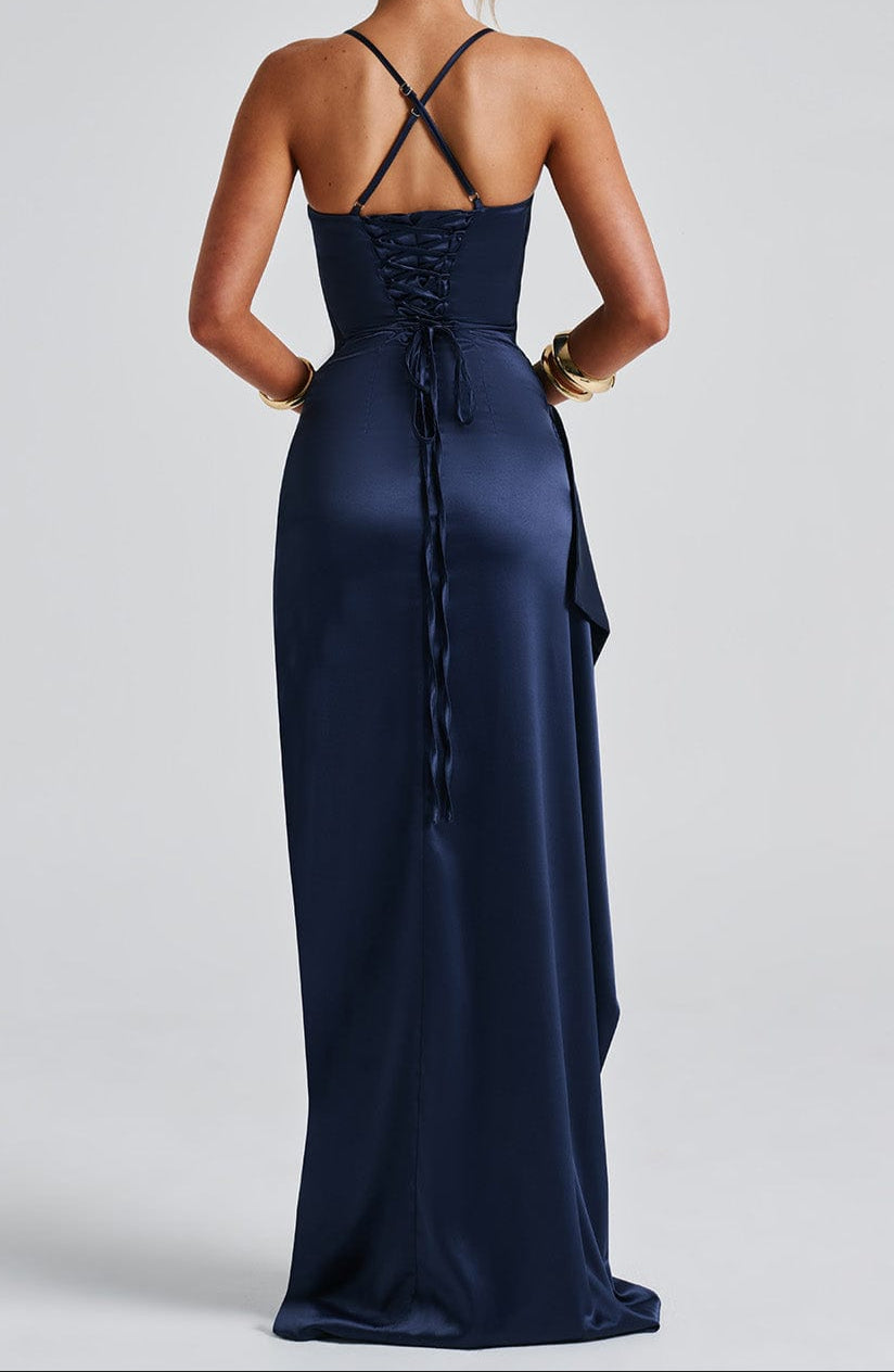 Robe de soirée maxi bleu marine femme