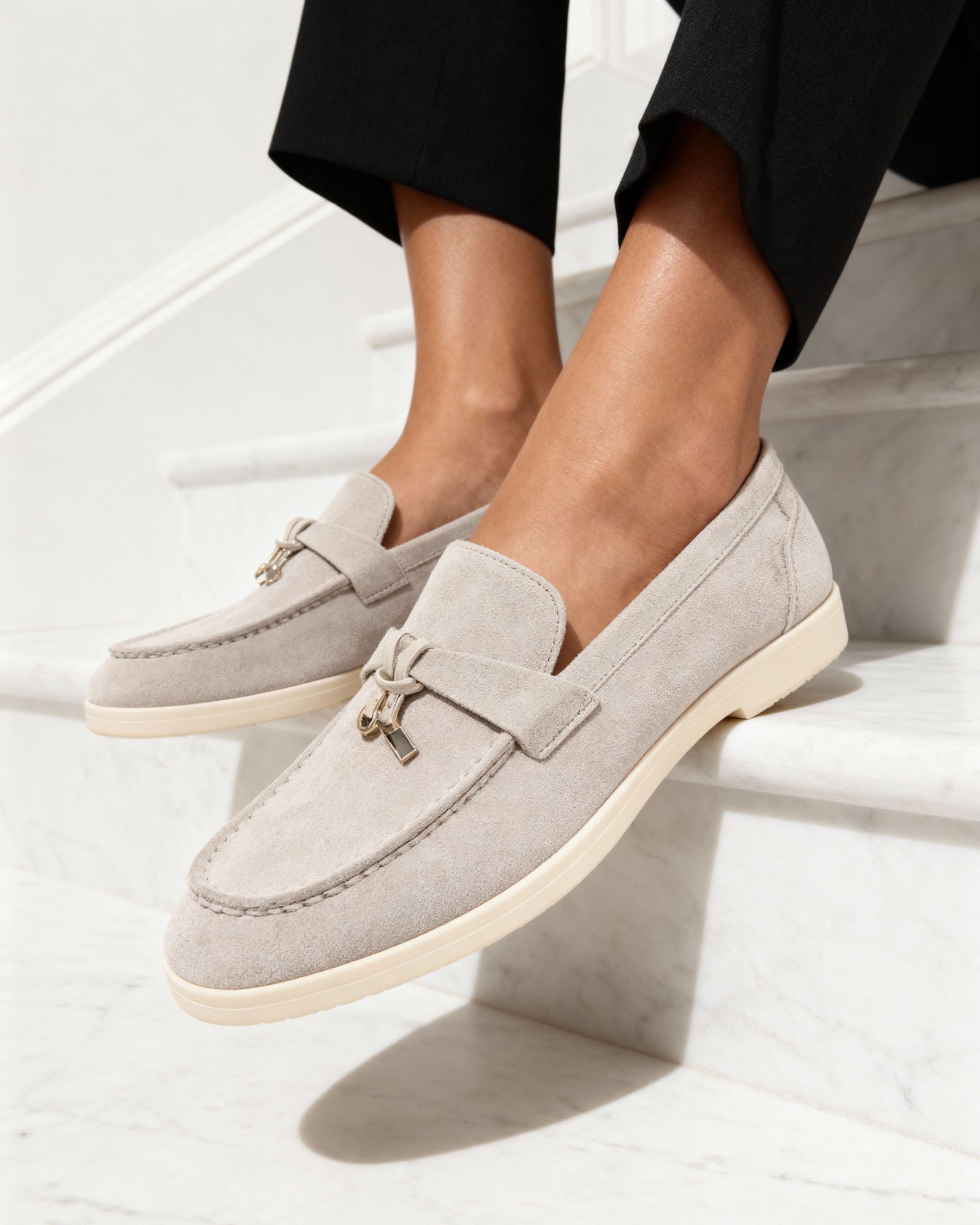 Mocassins femme en daim à enfiler 1