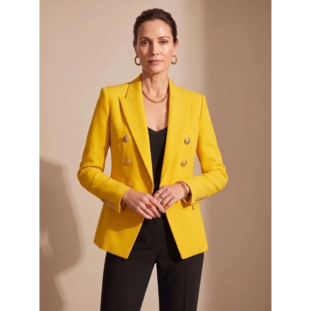 Blazer femme à boutons dorés col à revers et poches à rabat 7