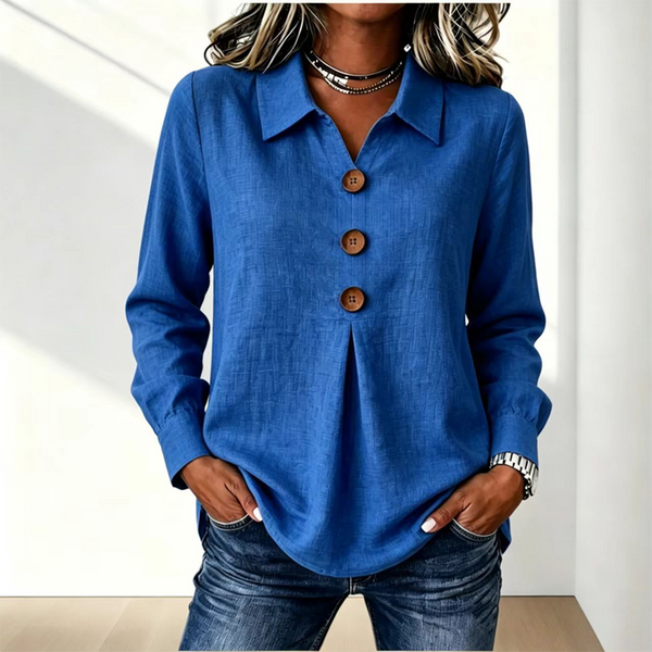 Blouse femme à col classique et boutons décoratifs 15
