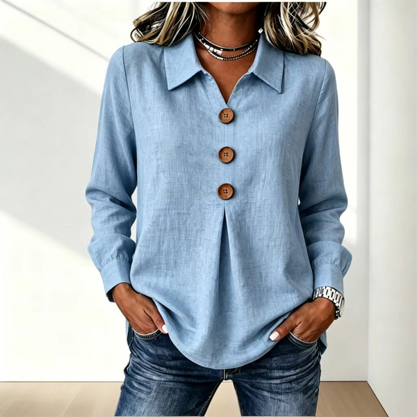 Blouse femme à col classique et boutons décoratifs 6