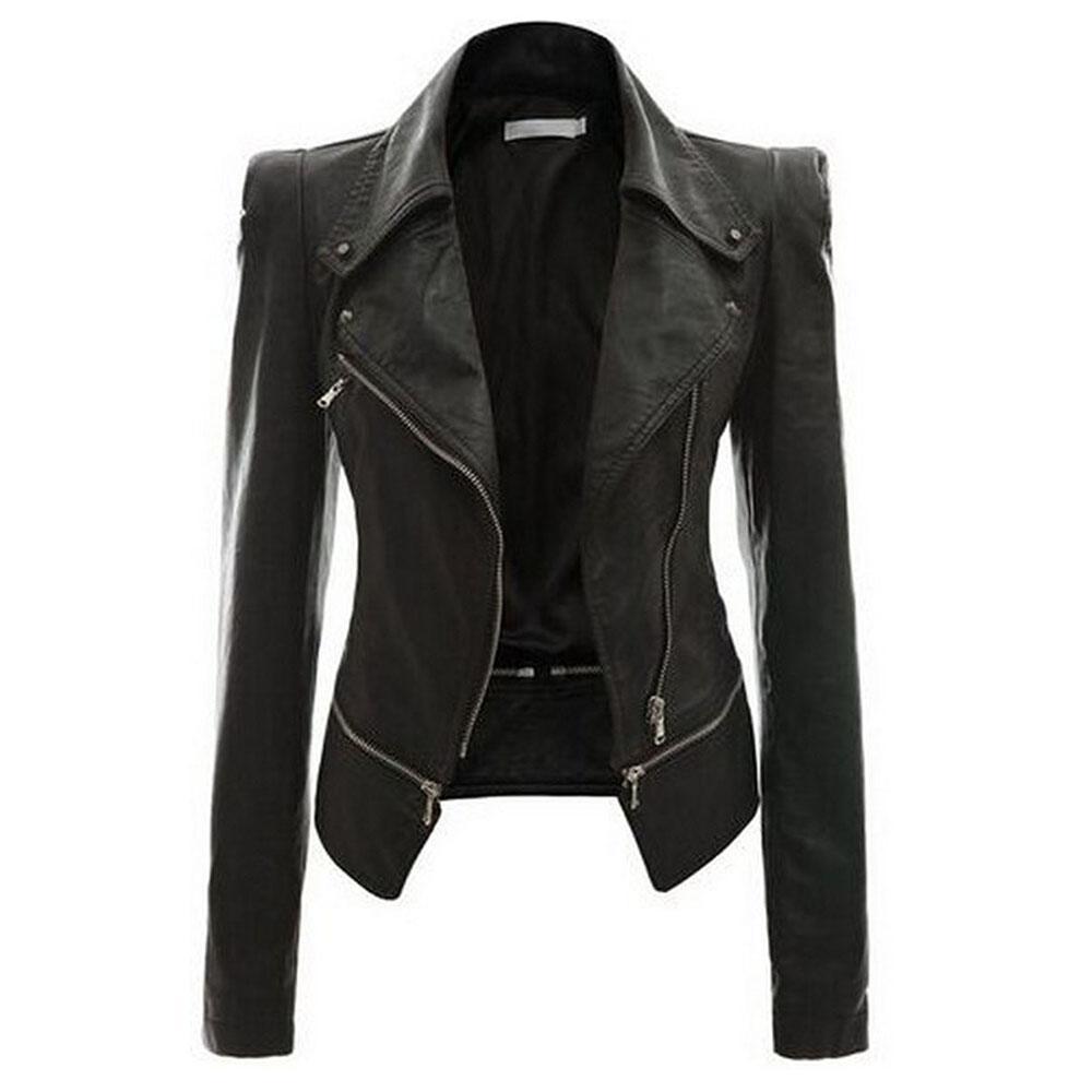 Blouson femme en simili cuir et suédine à manches longues 1