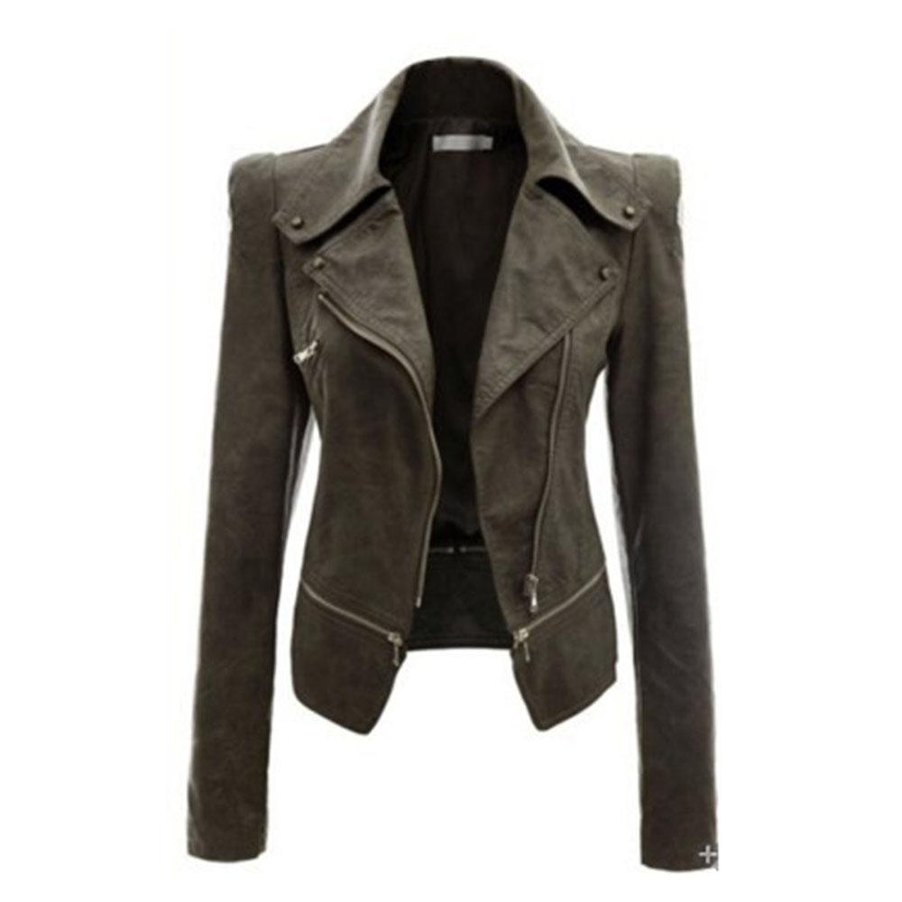 Blouson femme en simili cuir et suédine à manches longues 2