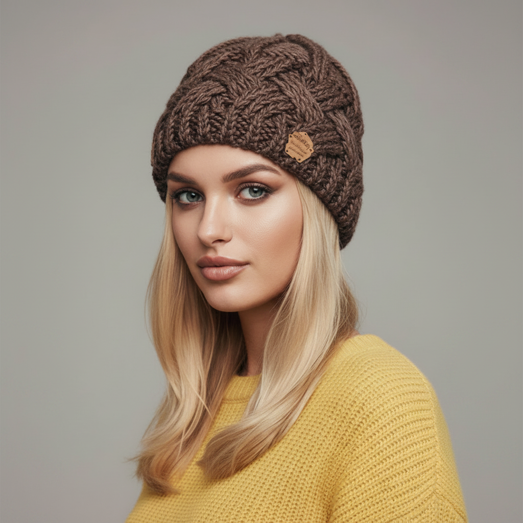 Bonnet en grosse maille torsadée 1
