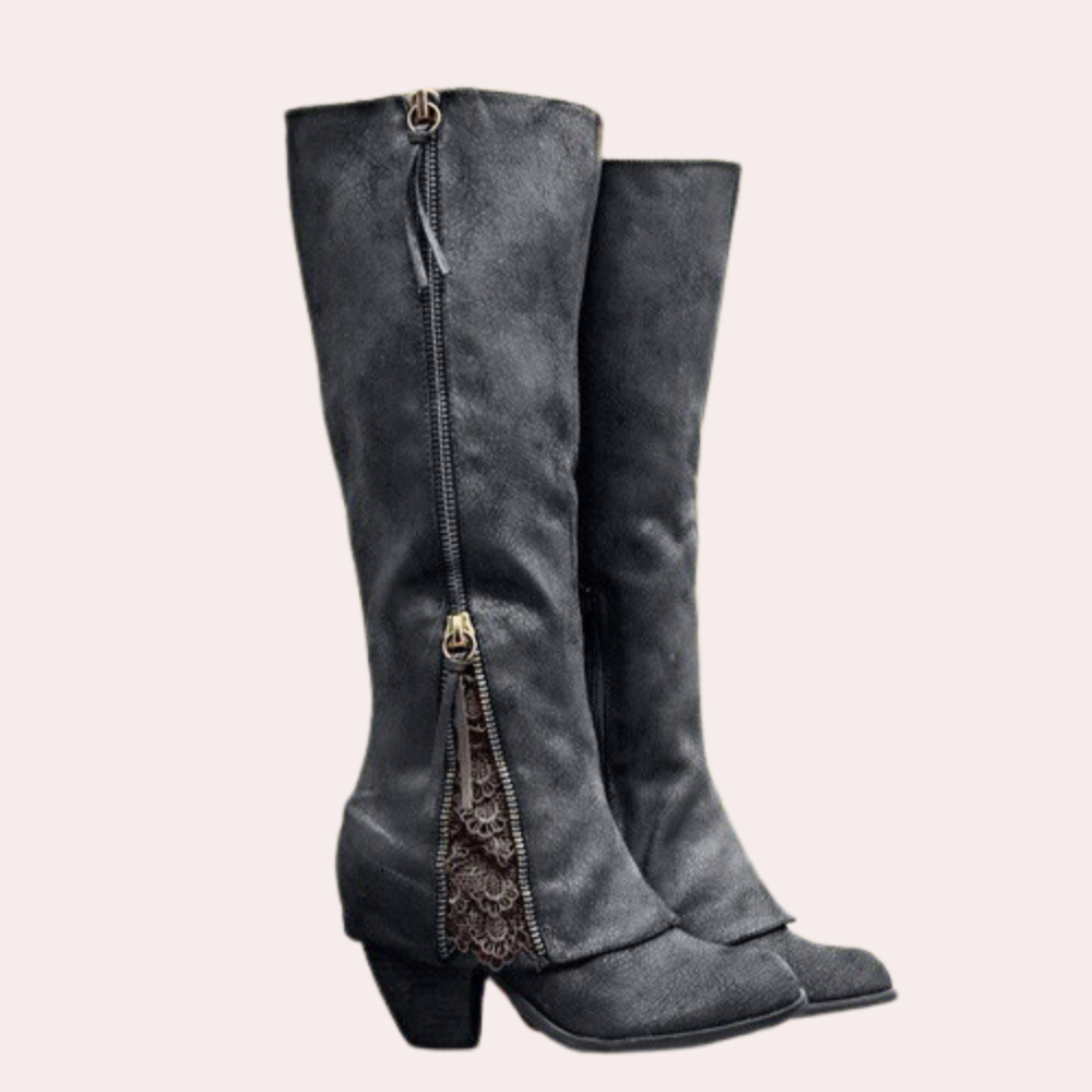 Bottes à talon femme hautes à bout pointu et talon bloc élégant 1