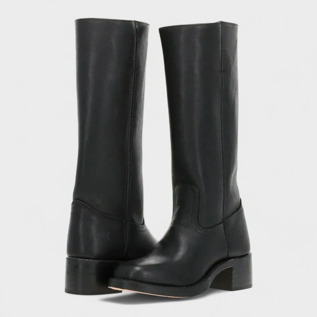 Bottes cavalières en cuir femme à talon bloc 2