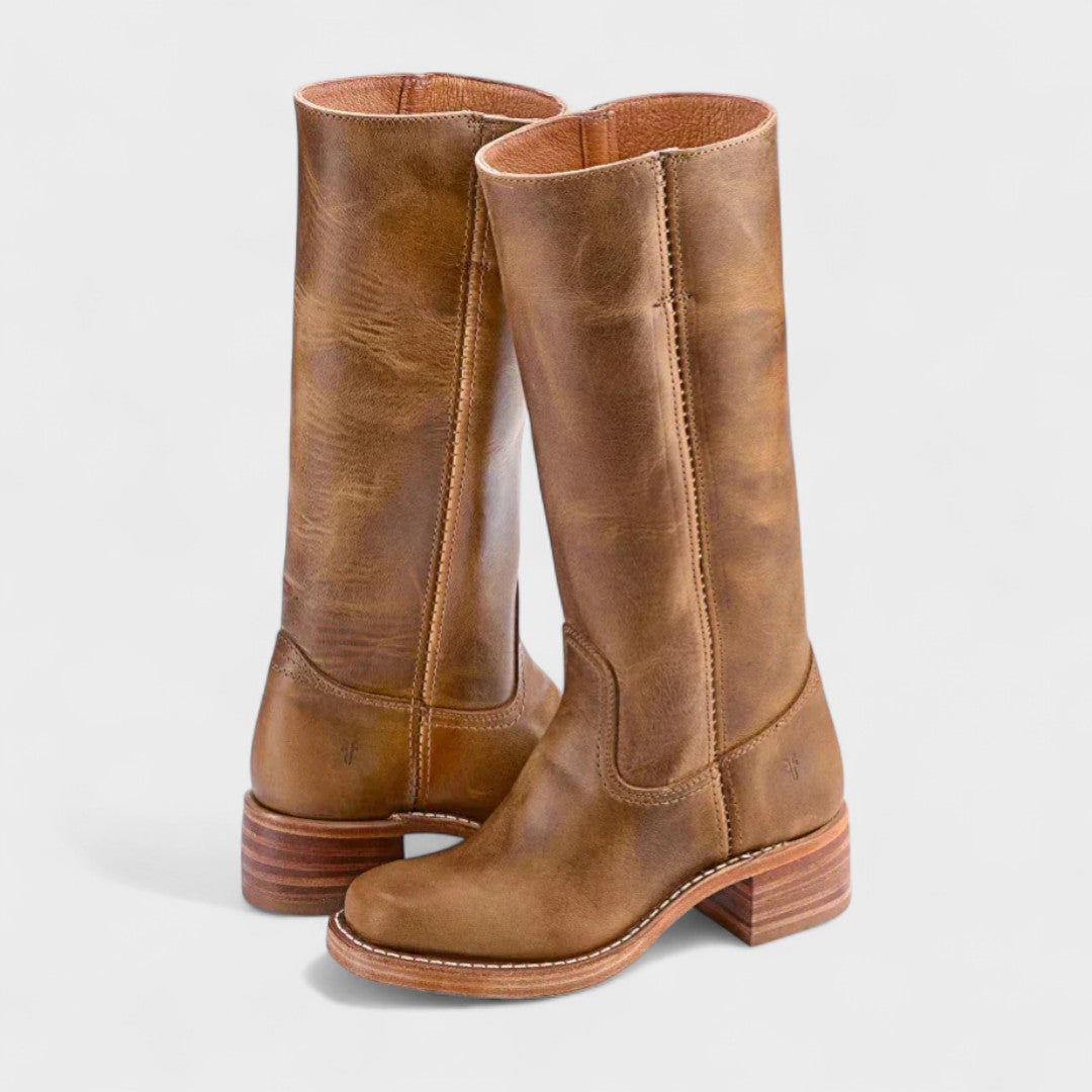 Bottes cavalières en cuir femme à talon bloc 3