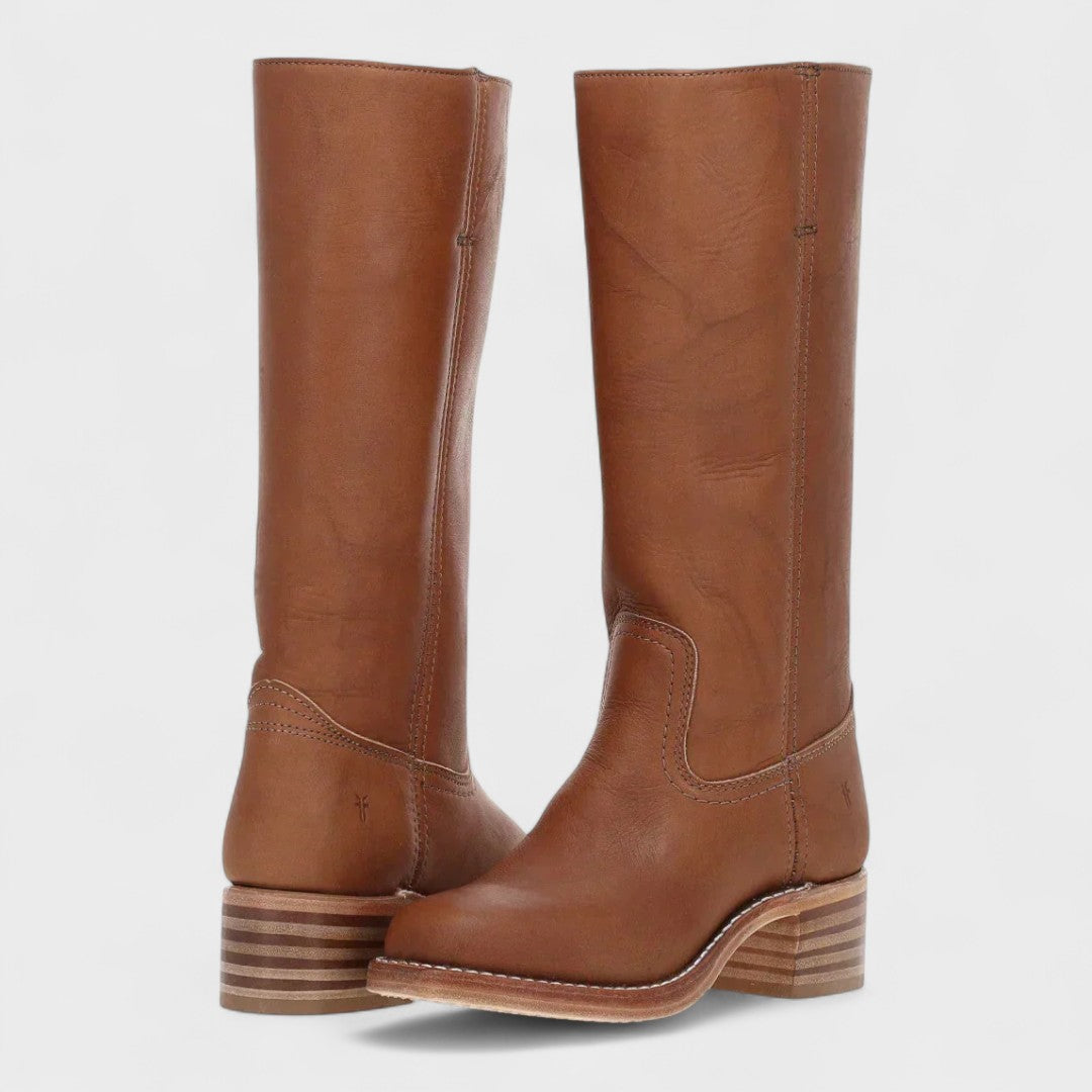 Bottes cavalières en cuir femme à talon bloc 5