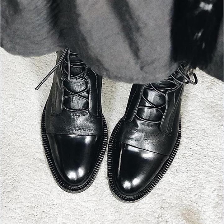 Bottes en cuir femme à lacets mi-mollet à talon bas 5