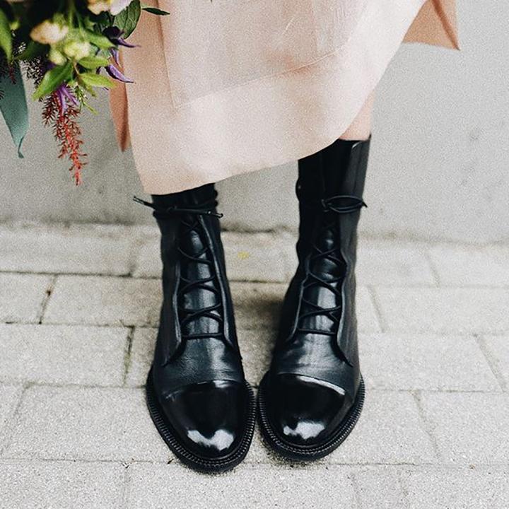 Bottes en cuir femme à lacets mi-mollet à talon bas 7