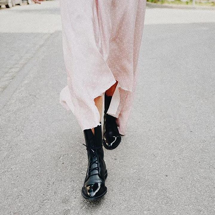 Bottes en cuir femme à lacets mi-mollet à talon bas 8