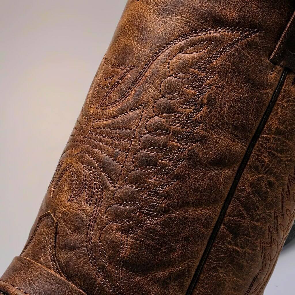 Bottes en cuir homme mi-mollet à bout carré style western 4