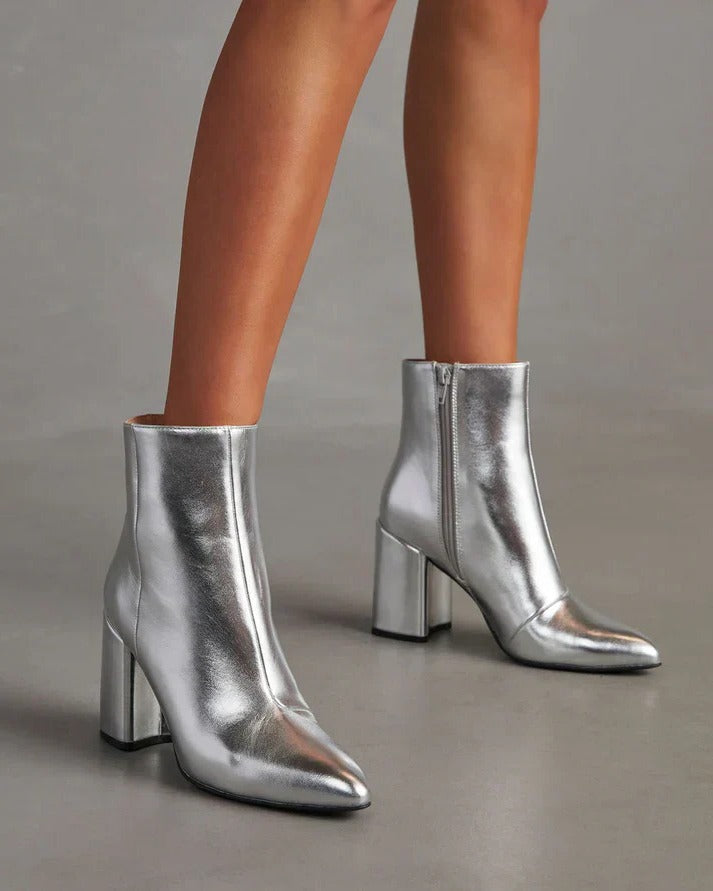 Bottines à talon bloc et bout pointu avec fermeture éclair 1