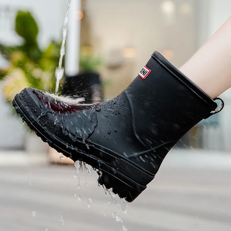 Bottines de pluie femme imperméables à enfiler avec semelle crantée et bout rond 6