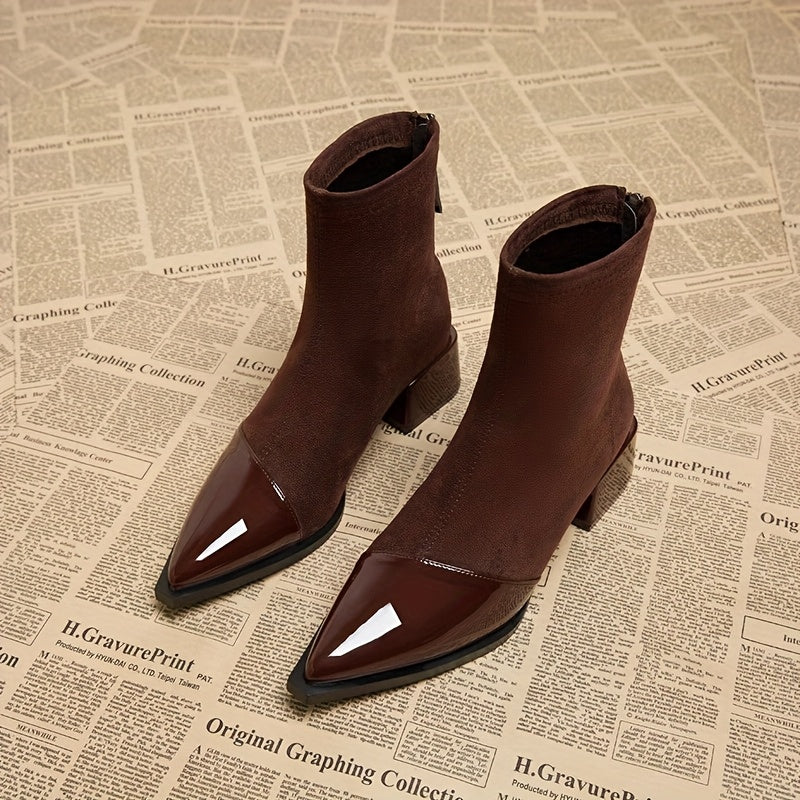 Bottines femme à bout pointu et talon bloc stable 2