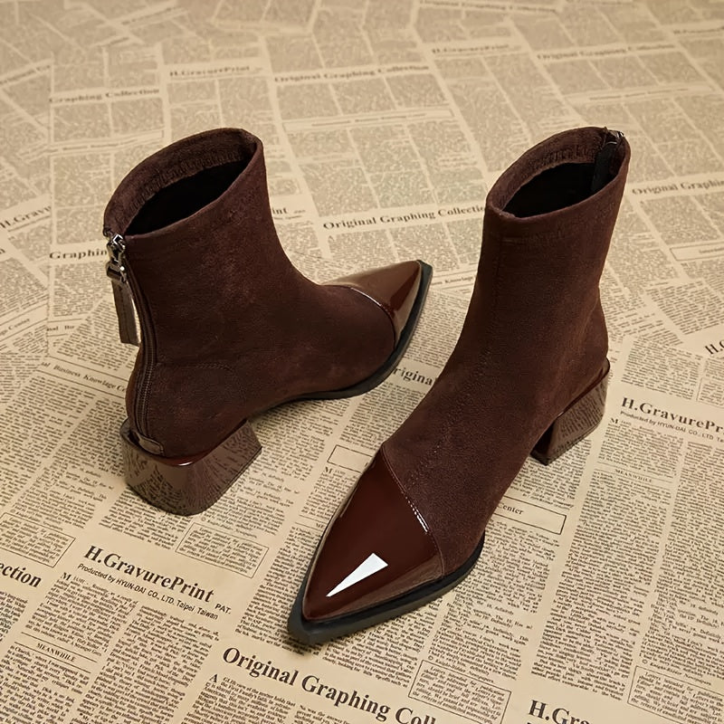 Bottines femme à bout pointu et talon bloc stable 5