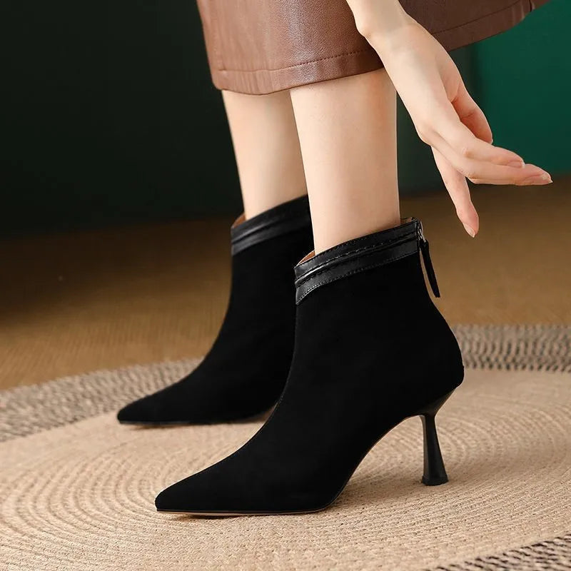 Bottines femme à talon aiguille et bout pointu 1