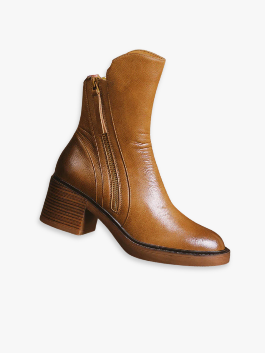 Bottines femme à talon carré bout rond fermeture éclair 3