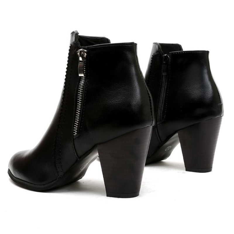 Bottines femme à talon carré et fermeture éclair latérale au design intemporel 4