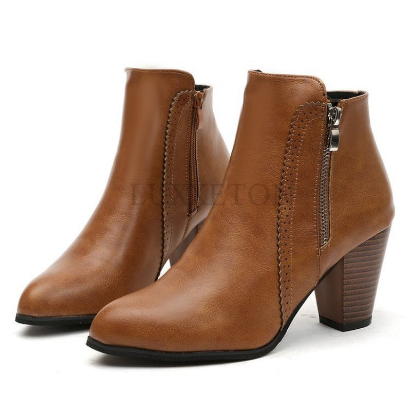 Bottines femme à talon carré et fermeture éclair latérale au design intemporel 5