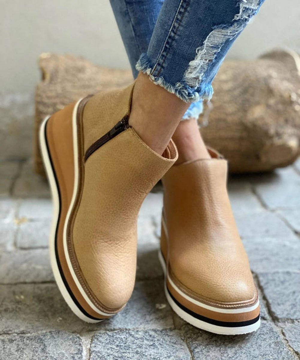 Bottines femme compensées à plateau et fermeture éclair 3