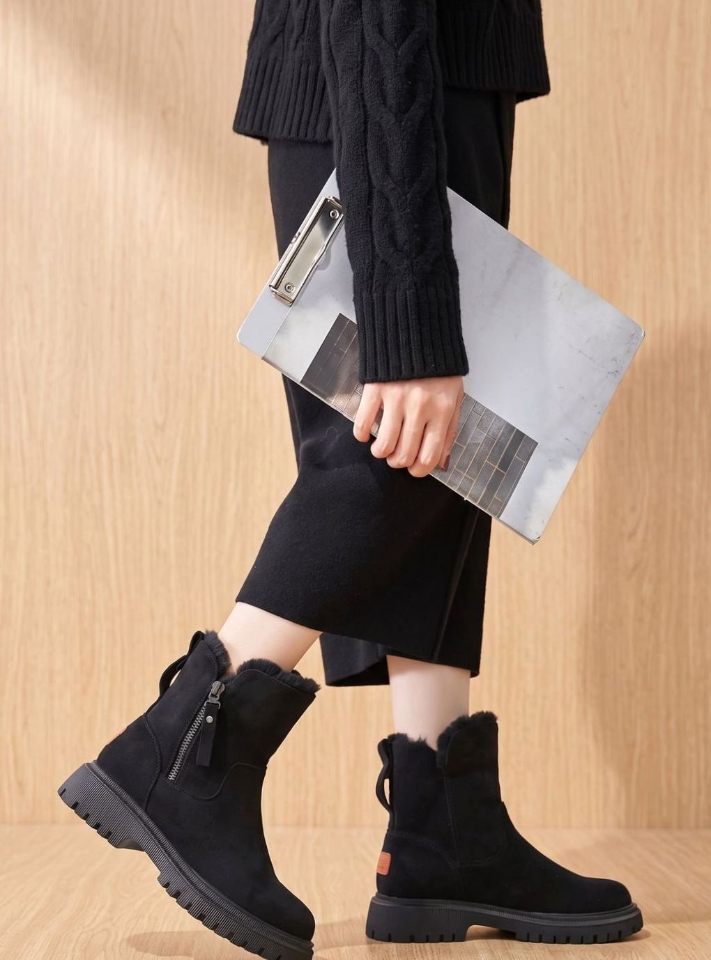 Bottines femme d'hiver déperlantes à doublure chaude et fermeture éclair 3