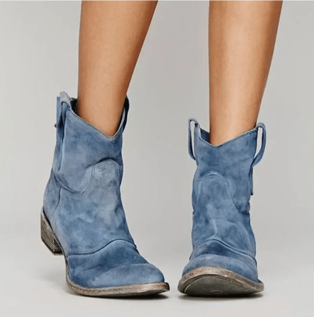 Bottines femme en daim à talon carré large avec fermeture éclair latérale et semelle antidérapante 1
