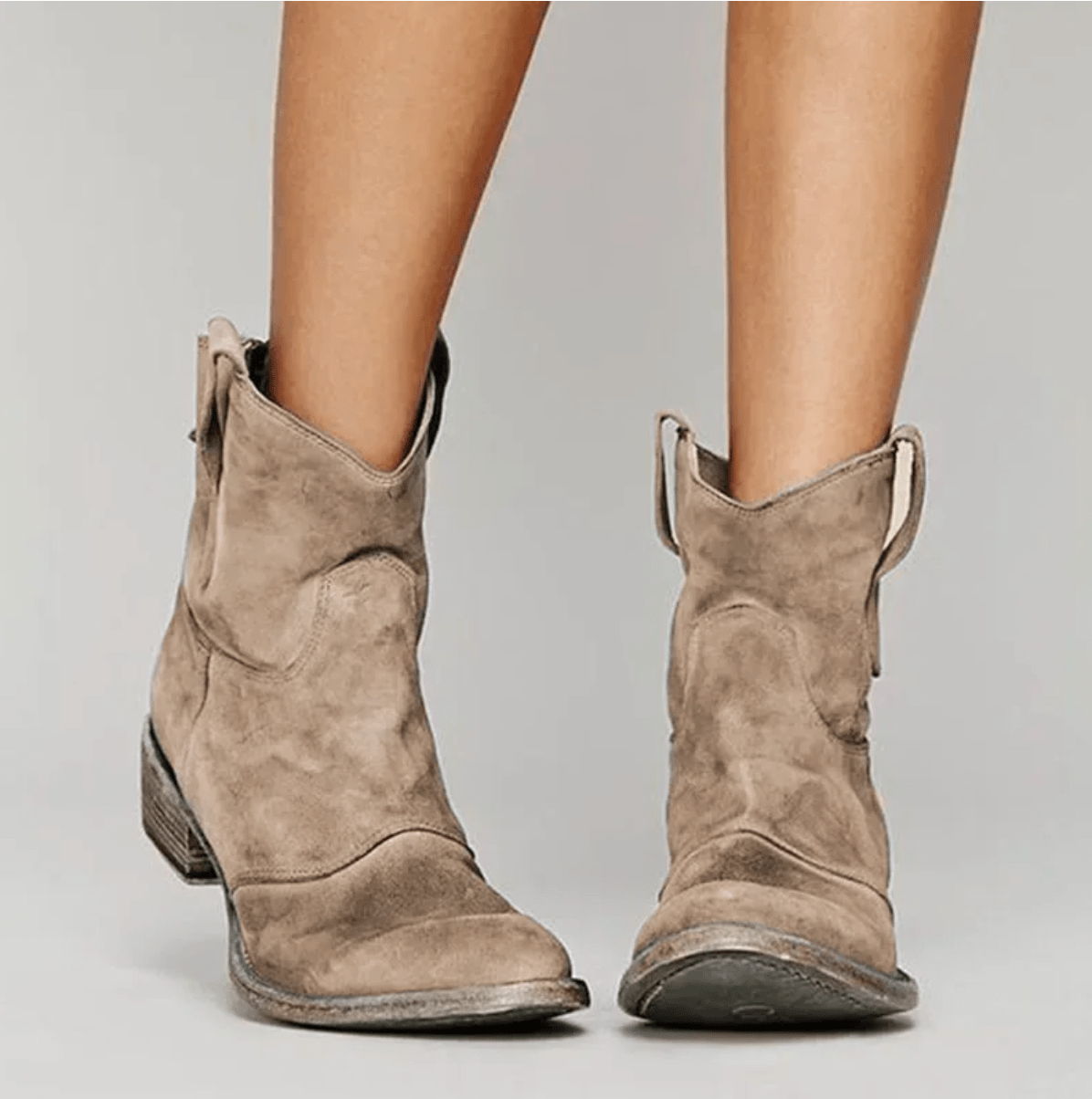 Bottines femme en daim à talon carré large avec fermeture éclair latérale et semelle antidérapante 2